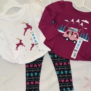 Festive Reindeer Top and Leggings Set